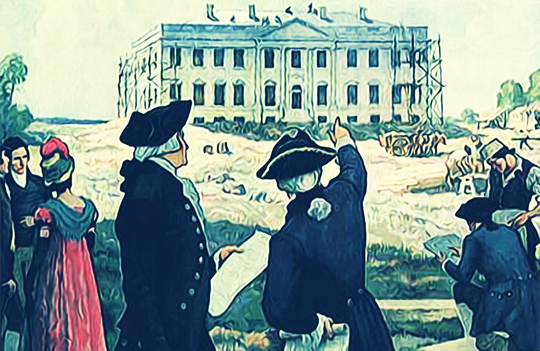 drawing of white house construction