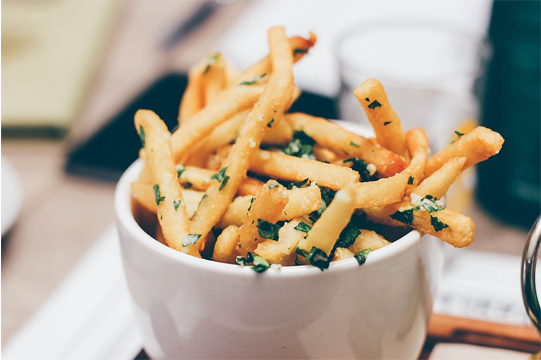 french fries with greens