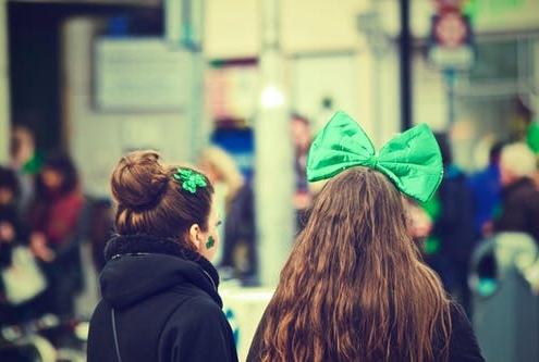 two girls with st pattys day bows