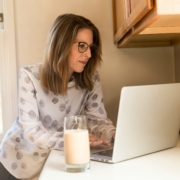 Woman working at a home office